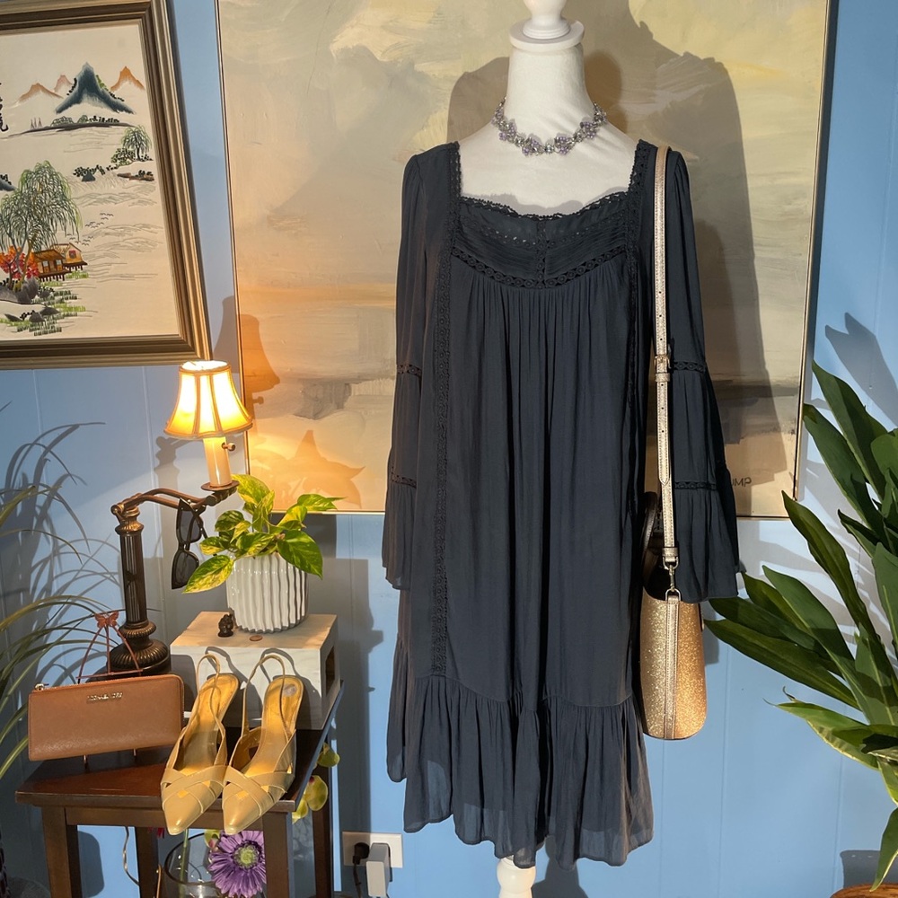 LOFT Dark Gray Long Sleeve Dress